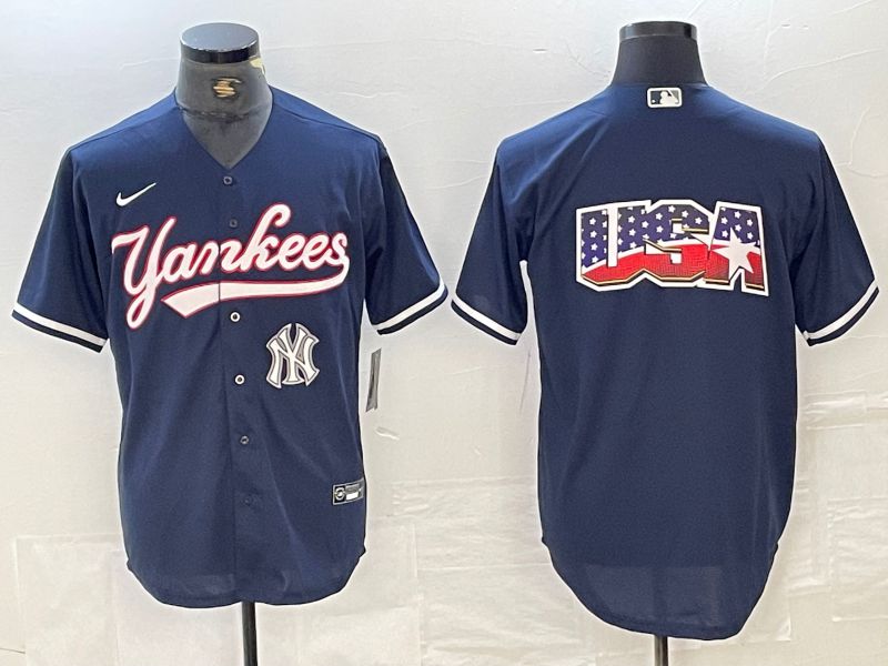 Men New York Yankees Blank Dark blue Second generation joint name Nike 2024 MLB Jersey style 5